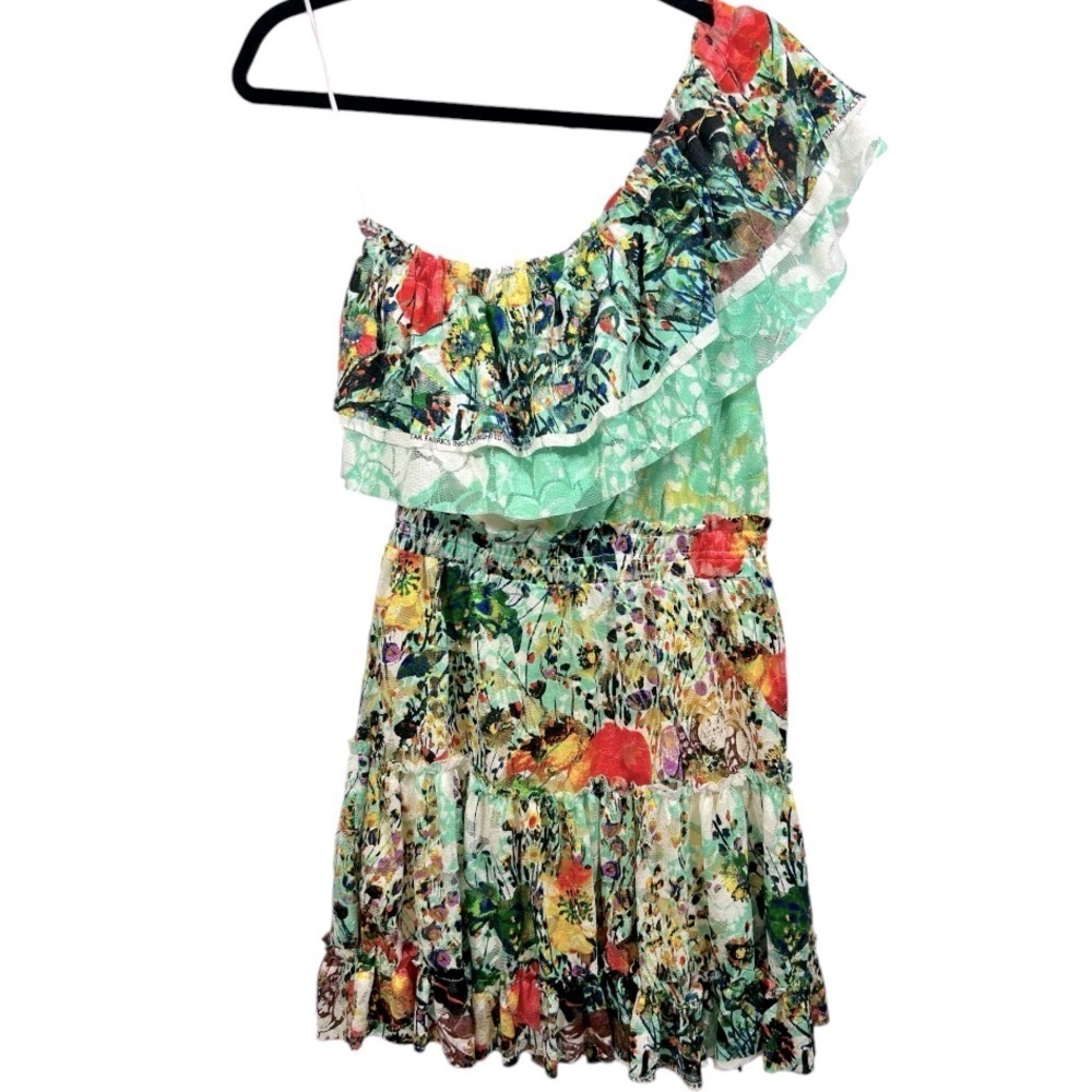 Rubber Ducky Productions Floral Lace One Shoulder Mini Dress Size Medium Artsy